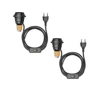 ledscom.de 2 pièces lampe de table lampe en liège FLAKO avec interrupteur et câble textile, noir, 1x E27 max. 60W, sans bouteille, sans ampoule