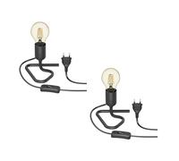 ledscom.de 2 pièces lampe de table TRIN avec douille E27, noir, fiche, interrupteur + lampe LED 471lm or vintage extra blanc chaud