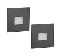 ledscom.de 2 pièces LED lumière d'escalier/lampe murale encastrée FOW pour l'intérieur et l'extérieur, downlight, carré, anthracite, 85 x 85mm, blanc froid
