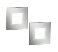 ledscom.de 2 pièces Lumière d'escalier LED/lampe murale encastrée FEX pour l'intérieur et l'extérieur, carrée, inox, 85 x 85mm, blanc froid