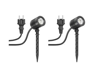 ledscom.de 2 pièces Petit projecteur de jardin LED avec piquet de terre TARL pour l'extérieur, IP65, fiche, noir, 4,3 W, 340lm, blanc chaud