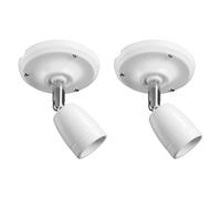 ledscom.de 2 pièces plafonnier/douille de lampe ELEPO, porcelaine, acier, blanc brillant, 1x E27 max. 40W