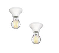 ledscom.de 2 pièces plafonnier en porcelaine Elektra rond blanc 90mm E27 lampe LED 6,96W blanc chaud 3 niveaux de gradation : max. 963lm