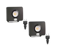 ledscom.de 2 pièces Projecteur de jardin LED WEGA pour l'extérieur, IP44, détecteur de mouvement, prise, noir, 11,4 W, 944lm, blanc chaud