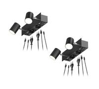 ledscom.de 2 pièces Spot mural WAIKA, 2 flammes, noir, prises de courant, USB-C, USB-A, lampes LED GU10 incluses 450lm chacune, blanc chaud