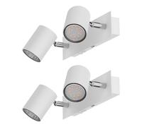 ledscom.de 2 pièces Spot mural WAIKA, à deux flammes, avec interrupteur, blanc mat, incl. ampoules LED GU10 227lm blanc chaud chacune