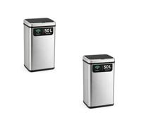 ledscom.de 2 poubelles à capteur SORTA 50 L, poubelles en acier inoxydable