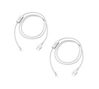 ledscom.de 2 prises européennes de type C avec câble textile, interrupteur, 2 m, blanc, 2 x 0,75 mm².