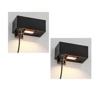 ledscom.de 2 prises murales WAST pour l'extérieur, IP44, 2x, noir, y compris LED Downlight, 430 lm, blanc chaud
