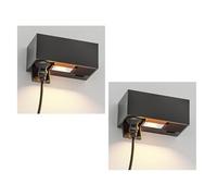ledscom.de 2 prises murales WAST pour l'extérieur, IP44, double, anthracite, y compris LED Downlight, 430lm, blanc chaud
