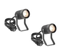 ledscom.de 2 projecteurs de jardin SHINGA pour l'extérieur, IP65, à brancher, anthracite, 1 douille GU10 max. 15 W