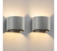 ledscom.de 2x Applique RUNEL pour l'extérieur, IP65, Up-/Downlight, gris mat, ronde, 1x G9 max. 10W