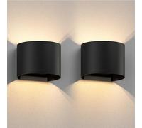ledscom.de 2x Applique RUNEL pour l'extérieur, IP65, Up-/Downlight, noir mat, ronde, 1x G9 max. 10W