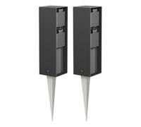 ledscom.de 2X colonnes de Prises de Jardin POKU avec Piquet d'ancrage pour l'extérieur, IP44, Double, Anthracite, carrées, 23 cm