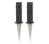 ledscom.de 2X colonnes de Prises de Jardin « Polly » avec Piquet d'ancrage pour l'extérieur, IP44, 4 Prises, Acier Inoxydable, carrées, Noires, 40 cm