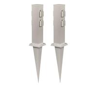 ledscom.de 2X colonnes de Prises de Jardin « Polly » avec Piquet d'ancrage pour l'extérieur, IP44, 4 Prises, Acier Inoxydable, Forme carrée, 40 cm