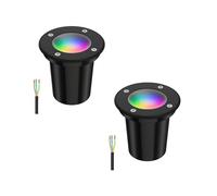 ledscom.de 2x lampe encastrée dans le sol BOLI pour l'extérieur, IP67, noir, givré, rond, 108mm Ø incl. lampe LED RGB, smart 473lm