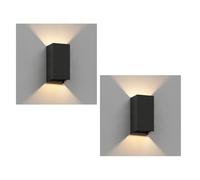ledscom.de 2x lampe murale CUBEL pour l'extérieur, IP65, up-/Downlight, noir mat, carré, 1x G9 max. 10W