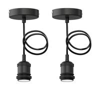 ledscom.de 2x lampe suspendue/lampe à suspendre RETRA, câble textile, noir mat, 1x E27 max. 60W