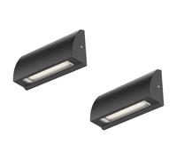 ledscom.de 2x LED Applique murale/éclairage d'escalier SEGIN pour l'extérieur, IP54, plat, downlight, noir mat, carré, 3,8 W, 265lm, blanc chaud