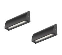 ledscom.de 2x LED Applique murale/éclairage d'escalier SEGIN pour l'extérieur, IP54, plat, downlight, noir mat, carré, 6,3 W, 630lm, blanc froid