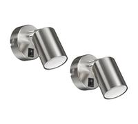 ledscom.de 2x Spot mural WAIKA, à une flamme, avec interrupteur, GU10, chrome mat, ampoule LED GU10 incluse (blanc chaud, 6,826W, 630lm, 100°)
