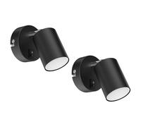 ledscom.de 2x Spot mural WAIKA avec interrupteur noir mat Lampe LED GU10 blanc chaud 3 niveaux de gradation : max. 500lm chacun