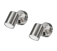 ledscom.de 2x Spot mural WAIKA Interrupteur chrome mat Lampe LED blanc chaud 3 niveaux de gradation 500lm
