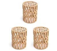 ledscom.de 3 abat-jours bohèmes en corde tressée, faits main, beige naturel, 120 mm de diamètre
