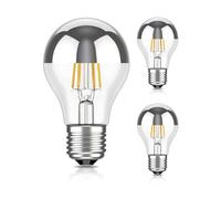 ledscom.de 3 ampoules LED E27, A60, blanc chaud (2700 K), 4,1 W, 461lm, miroir de tête (argent)