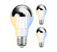 ledscom.de 3 ampoules LED E27, A60, blanc chaud - blanc froid (2700-7000 K), 4,8 W, 486lm, Smart Home, WLAN, Alexa, miroir de tête (argent)