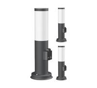 ledscom.de 3 bornes lumineuses PORU avec prise de courant pour l'extérieur, anthracite, 39 cm, ampoule E27 incluse efficacité énergétique A (blanc chaud, 4 W, 935 lm)