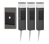 ledscom.de 3 lampadaires PODEL avec piquet d'ancrage pour l'extérieur, domotique, 39 cm, anthracite, 2 prises, ampoule G9 incluse, 596 lm, blanc