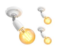 ledscom.de 3 pièces Applique ELEPO, porcelaine, acier, blanc brillant, incl. E27 LED, G95, doré, 818lm, variateur à 3 niveaux, blanc extra chaud