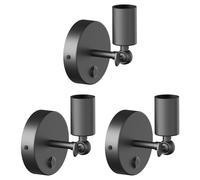 ledscom.de 3 pièces Applique FETRO, interrupteur, noir mat, ronde, 1x E27 max. 60W