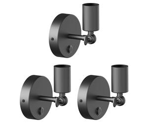 ledscom.de 3 pièces Applique FETRO, interrupteur, noir mat, ronde, 1x E27 max. 60W