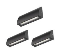 ledscom.de 3 pièces Applique murale LED/éclairage d'escalier SEGIN pour l'extérieur, IP54, plat, downlight, noir mat, carré, 6,3 W, 630lm, blanc froid