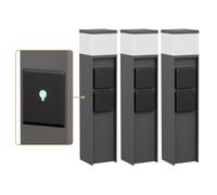 ledscom.de 3 pièces Borne d'éclairage PODEL pour l'extérieur, Smart Home, 39cm, anthracite, 2 prises de courant, ampoule G9 incluse, 596lm, blanc