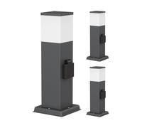 ledscom.de 3 pièces Borne d'éclairage POLLY pour l'extérieur, 35cm, anthracite, prise de courant, ampoule G9 incluse, 596lm, blanc