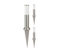 ledscom.de 3 pièces Borne d'éclairage PORU avec piquet de terre pour l'extérieur, acier inoxydable, rond, 39 cm, douille E27