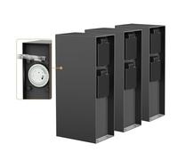 ledscom.de 3 pièces Colonne de Prises de Courant de Jardin POMI pour l'extérieur, IP44, minuterie/commutateur horaire, 2 Fois, Acier Inoxydable, Anthracite, rectangulaire, 23 cm