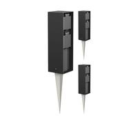 ledscom.de 3 pièces Colonne de Prises de Jardin POKU avec Piquet de Terre pour l'extérieur, IP44, 2X, Noir, carré, 23cm