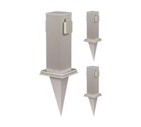 ledscom.de 3 pièces Colonne de Prises de Jardin Polly avec Pique pour l'extérieur, IP44, 2-Fois, Acier Inoxydable, carré, 27cm