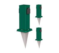 ledscom.de 3 pièces Colonne de Prises de Jardin Polly avec Piquet pour l'extérieur, IP44, 2-Fois, Vert, carré, 27cm