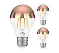 ledscom.de 3 pièces E27 ampoule LED, A60, blanc chaud (2600 K), 7,5 W, 839lm, miroir de tête (or rose)