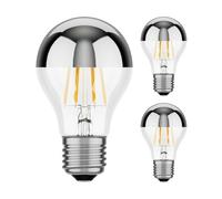 ledscom.de 3 pièces E27 ampoules LED, A60, blanc chaud (2700 K), 6 W, 667lm, miroir de tête (argent)