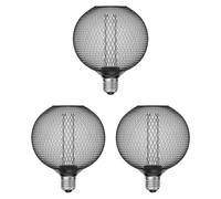 ledscom.de 3 pièces E27 LED ampoules, lampe, cage métallique noire, G120, extra blanc chaud (1800 K), 4W, 220lm