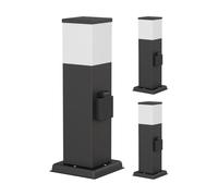 ledscom.de 3 pièces Lumière de chemin/Borne d'éclairage POLLY pour l'extérieur, IP44, 35 cm, noir, 1x G9 max. 10W, prise de courant