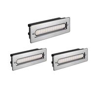 ledscom.de 3 pièces Lumière d'escalier LED/lampe murale encastrée pour l'intérieur et l'extérieur, carrée, inox, 198 x 61mm, 2,2 W, 248lm, blanc chaud