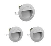 ledscom.de 3 pièces Lumière d'escalier LED/lampe murale encastrée pour l'intérieur et l'extérieur, downlight, ronde, grise, 125mm Ø, blanc chaud
